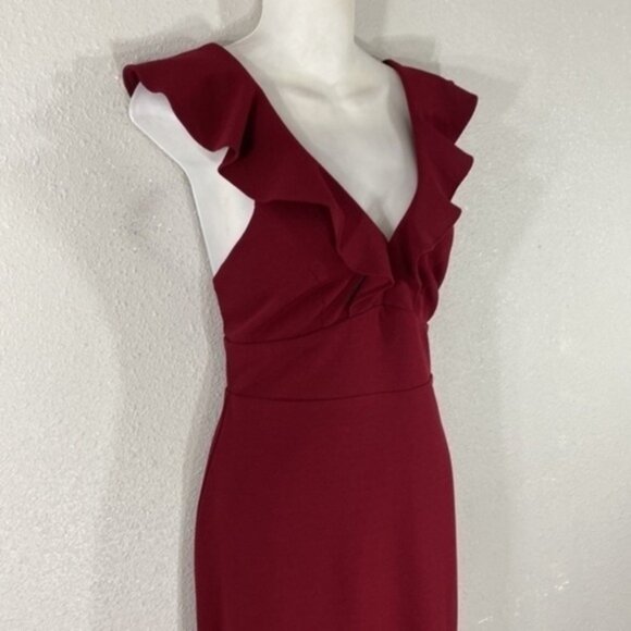 Lulu’s Perfect Opportunity Burgundy Ruffle Strap Formal Maxi Dress Medium M HH8 - Picture 5 of 12